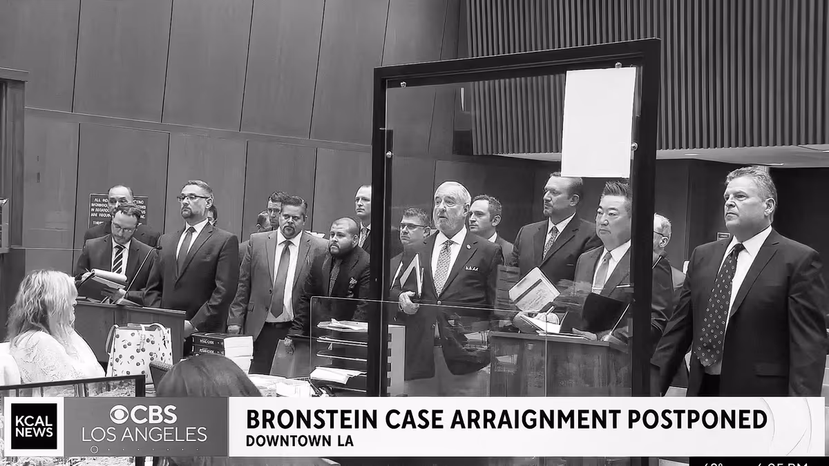 Attorneys in a downtown Los Angeles courtroom during the Baghalian arraignment, as broadcast by KCAL News.